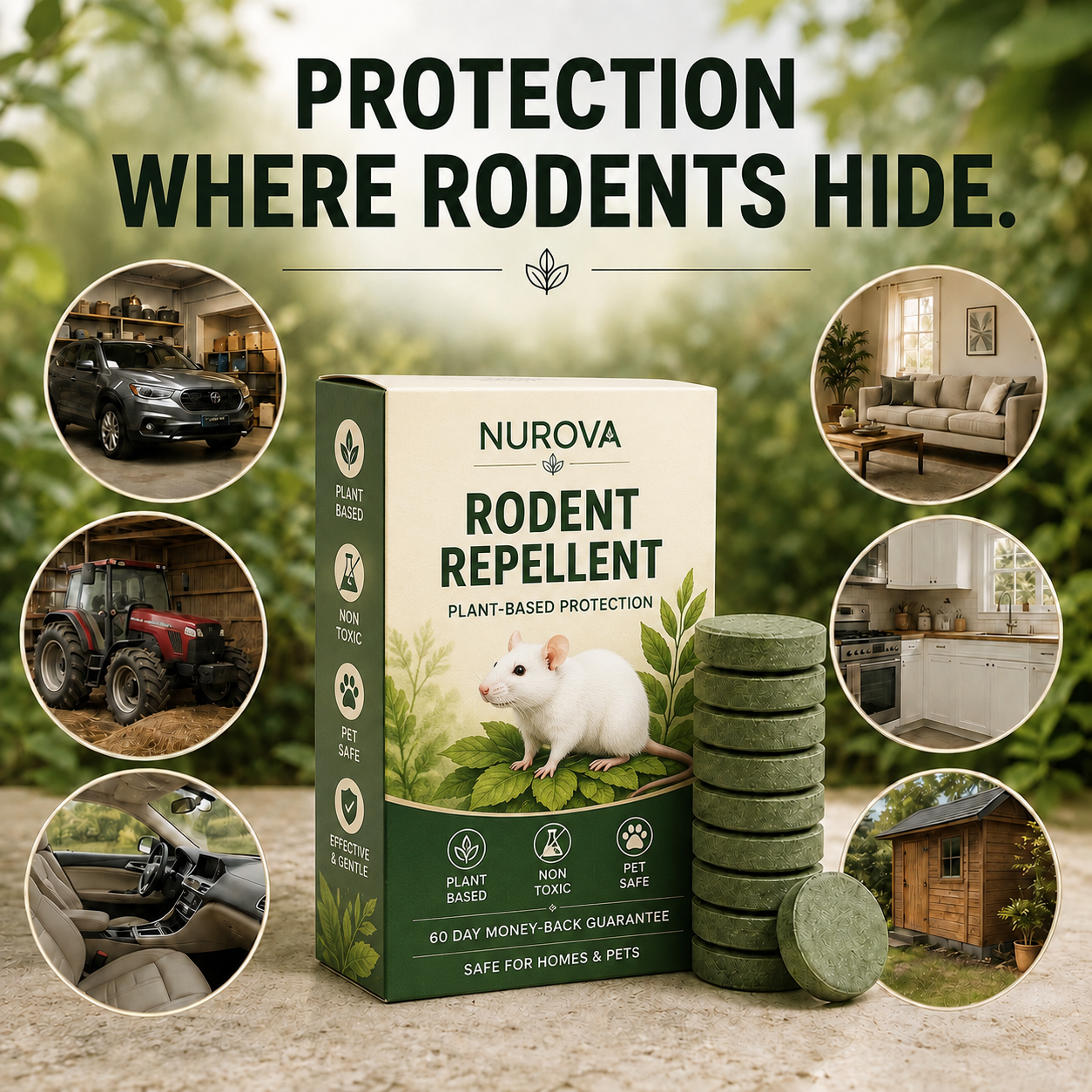 RODENT REPELLENT TABLET - STOP KILLING RODENTS TURN YOUR HOME INTO A NO-GO ZONE